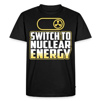 Transition énergétique vers le nucléaire Énergie nucléaire Énergie nucléaire - T-shirt Premium bio Homme - noir - Devant - Nico (187cm)