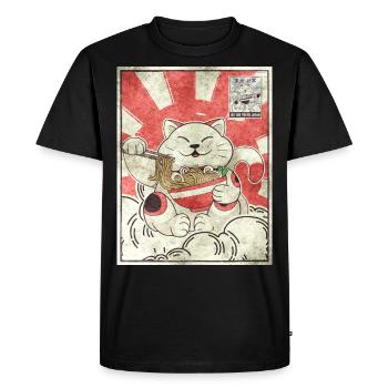 Maneki Neko Ramen Timbre Esthétique Japonaise G - T-shirt Premium bio Homme - noir - Devant - Nico (187cm)