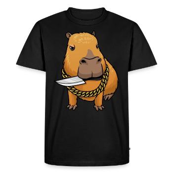 Capybara avec couteau Drôle Capybara - T-shirt Premium bio Homme - noir - Devant - Nico (187cm)