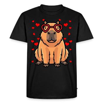 Capybara Cœur Animal Capybara - T-shirt Premium bio Homme - noir - Devant - Nico (187cm)