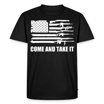 USA Gun Flag, Come and Take It, 2e amendement, - T-shirt Premium bio Homme - noir - Devant - Nico (187cm)