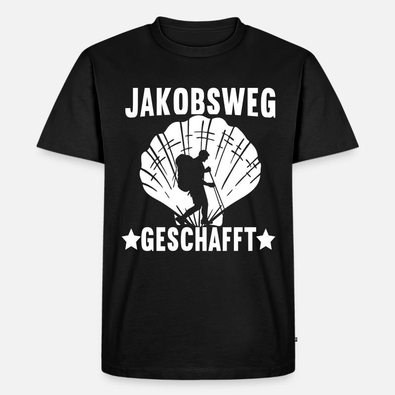 Jakobsweg Pilgern - Männer Premium Bio T-Shirt - Schwarz