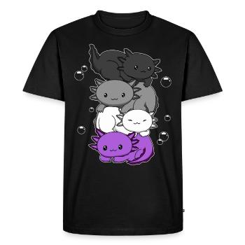 Kawaii Axolotl Bunch Asexual Pride Flag Gesch - Men's Premium Organic T-Shirt - black - Front - Nico (187cm)