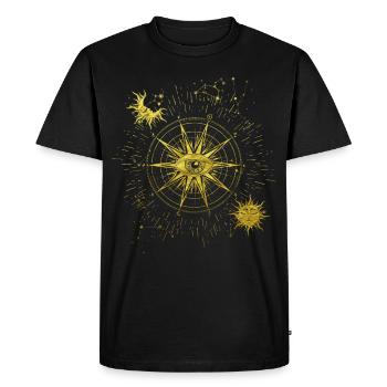 All Seeing Eye Spiritual Symbol Moon Sun - Men's Premium Organic T-Shirt - black - Front - Nico (187cm)