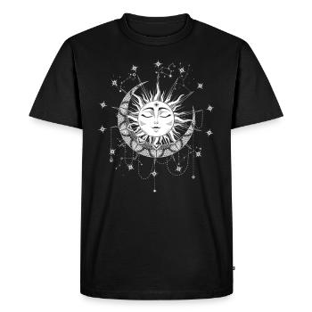 Symbole du soleil avec des étoiles occultes spirituelles de la lune - T-shirt Premium bio Homme - noir - Devant - Nico (187cm)