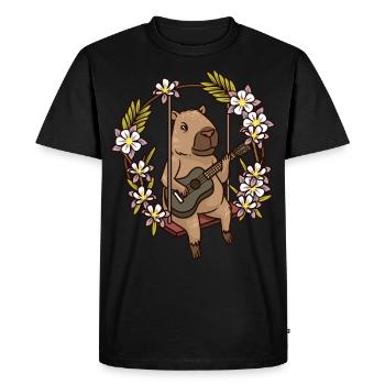 Capybara Rodent Guitar - Men's Premium Organic T-Shirt - black - Front - Nico (187cm)