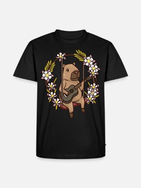 Capybara Rodent Guitar - Men's Premium Organic T-Shirt - black