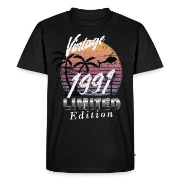 Édition Limitée Vintage 1991 - T-shirt Premium bio Homme - noir - Devant - Nico (187cm)