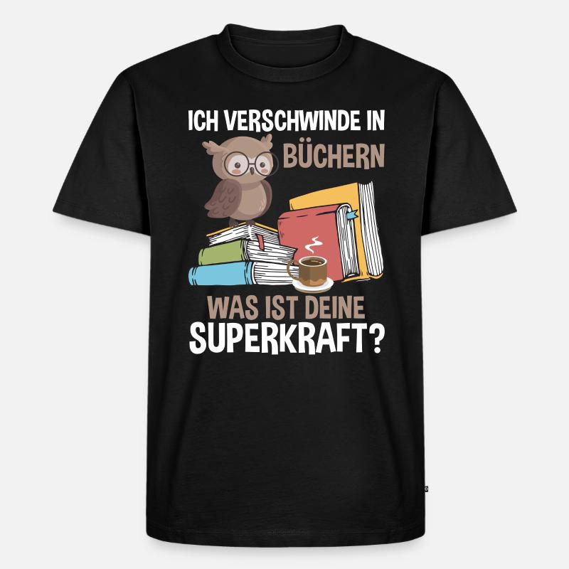 Ich Verschwinde In Büchern - Männer Premium Bio T-Shirt - Schwarz