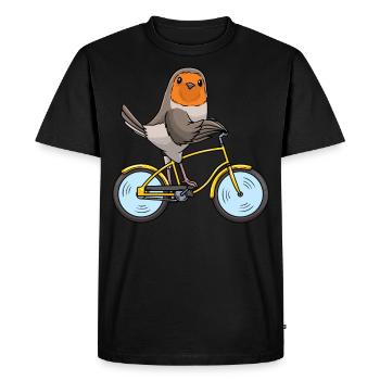 Robin Bird By bike - Men's Premium Organic T-Shirt - black - Front - Nico (187cm)