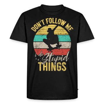 Dont Follow Me Funny Skateboard Skateboarding - Men's Premium Organic T-Shirt - black - Front - Nico (187cm)