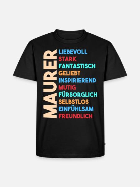Maurer - Männer Premium Bio T-Shirt - Schwarz