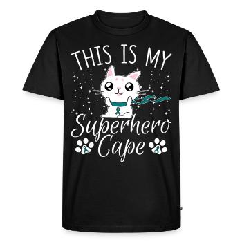 Ovarian Cancer Cat This is My Superhero Umhan - Men's Premium Organic T-Shirt - black - Front - Nico (187cm)