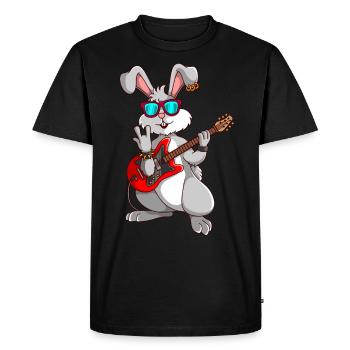Rabbit Rock Musicien Pâques - T-shirt Premium bio Homme - noir - Devant - Nico (187cm)