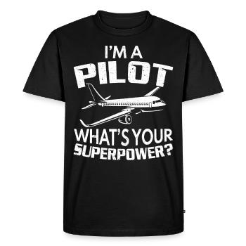 Je suis pilote Quel est votre superpouvoir Voler - T-shirt Premium bio Homme - noir - Devant - Nico (187cm)