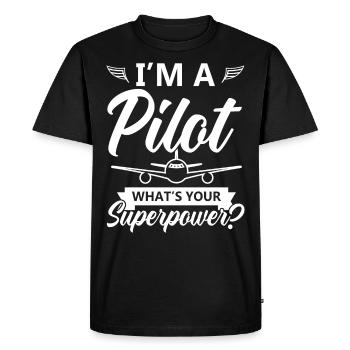 Flying Flight Instructor Airplane Pilot Sky - Men's Premium Organic T-Shirt - black - Front - Nico (187cm)