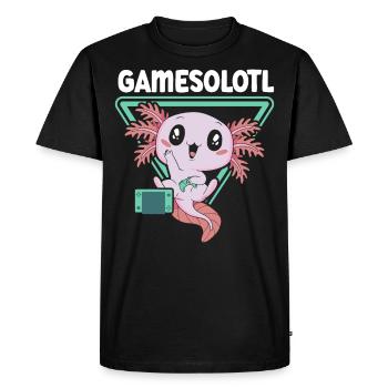 Gamesolotl Video Game Axolotl Water Animal Gamer - Men's Premium Organic T-Shirt - black - Front - Nico (187cm)