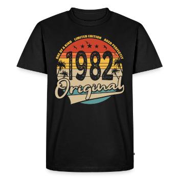 40e anniversaire né en 1982 Original 1982 - T-shirt Premium bio Homme - noir - Devant - Nico (187cm)