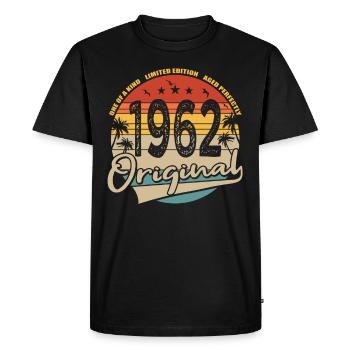 60e anniversaire né en 1962 Original 1962 - T-shirt Premium bio Homme - noir - Devant - Nico (187cm)