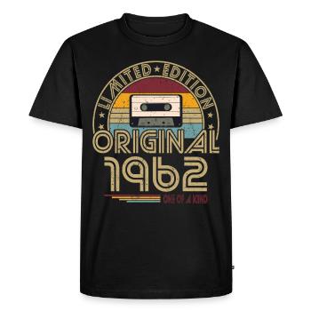 60e anniversaire né en 1962 Original 1962 - T-shirt Premium bio Homme - noir - Devant - Nico (187cm)