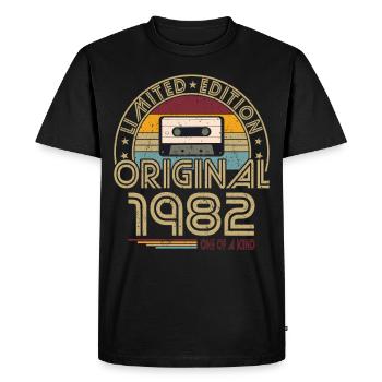 40e anniversaire né en 1982 Original 1982 - T-shirt Premium bio Homme - noir - Devant - Nico (187cm)