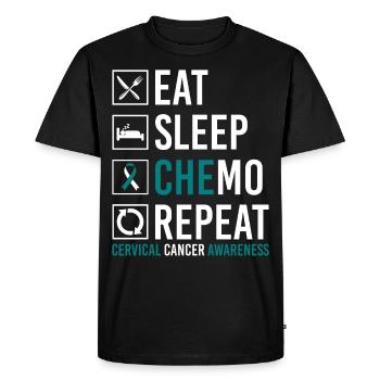 Cervical Cancer Eating Sleep Chemo Wiederho - Men's Premium Organic T-Shirt - black - Front - Nico (187cm)
