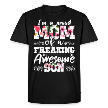 Je suis la fière maman d’un fils génial - T-shirt Premium bio Homme - noir - Devant - Nico (187cm)