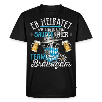JGA Männer T-Shirt Team Bräutigam Poltern Polterer - Männer Premium Bio T-Shirt - Schwarz - Vorne - Nico (187cm)