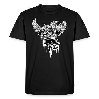 Horus I Eye Egyptian God Pharaoh Falcon - Men's Premium Organic T-Shirt - black - Front - Nico (187cm)