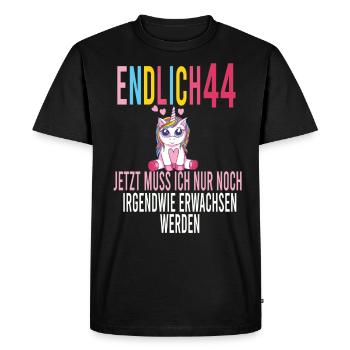 44 Jahre Erwachsen werden Einhorn 44 Geburtstag - Männer Premium Bio T-Shirt - Schwarz - Vorne - Nico (187cm)