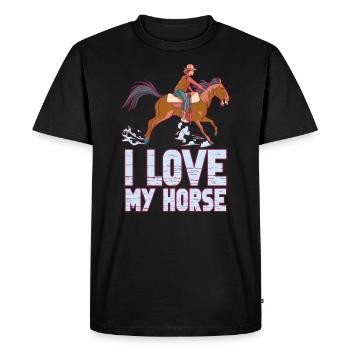I love my horse Riding stable riding riding - Men's Premium Organic T-Shirt - black - Front - Nico (187cm)