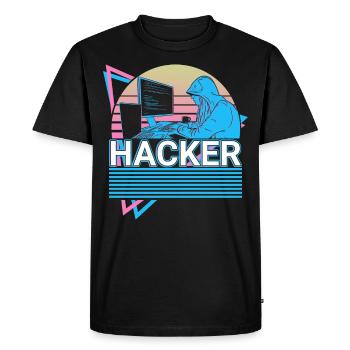 Hacker Coding Programmer Vaporwave Esthétique - T-shirt Premium bio Homme - noir - Devant - Nico (187cm)