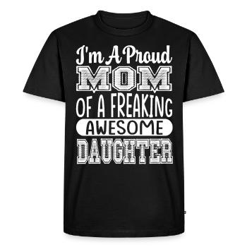 Je suis une fière maman d’une fille géniale - T-shirt Premium bio Homme - noir - Devant - Nico (187cm)