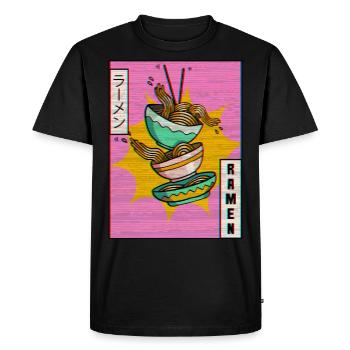 Ramen Noodles Vaporwave Aesthetic Glitch Cadeau - T-shirt Premium bio Homme - noir - Devant - Nico (187cm)