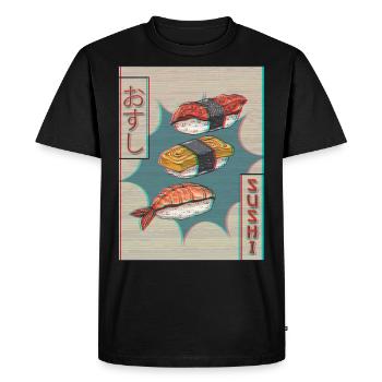Sushi Japonais Vaporwave Esthétique Glitch Gesc - T-shirt Premium bio Homme - noir - Devant - Nico (187cm)