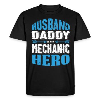 Husband Daddy Mechanic Hero - Men's Premium Organic T-Shirt - black - Front - Nico (187cm)