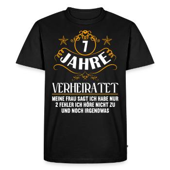 7 Jahre verheiratet nur 2 Fehler 7.Hochzeitstag - Männer Premium Bio T-Shirt - Schwarz - Vorne - Nico (187cm)