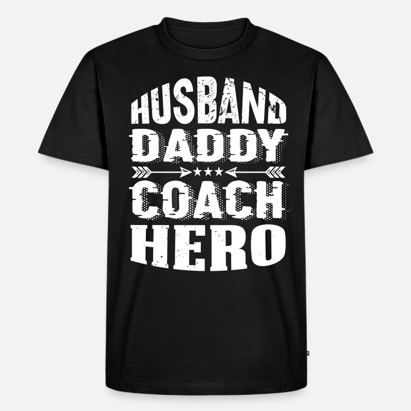Husband Daddy Coach Hero - Männer Premium Bio T-Shirt - Schwarz