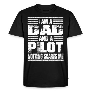 Je suis un père et un pilote Rien ne me fait peur - T-shirt Premium bio Homme - noir - Devant - Nico (187cm)