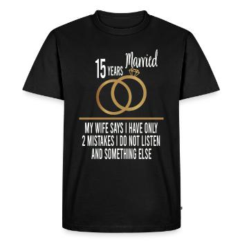 15ème année mariée seulement 2 erreurs 15ème anniversaire de mariage - T-shirt Premium bio Homme - noir - Devant - Nico (187cm)