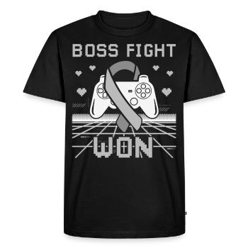 Sensibilisation au cancer du cerveau Boss Fight Won Gamer - T-shirt Premium bio Homme - noir - Devant - Nico (187cm)