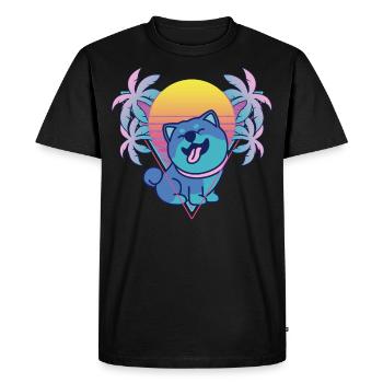 Shiba Inu Vaporwave Esthétique Rétro - T-shirt Premium bio Homme - noir - Devant - Nico (187cm)
