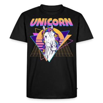 Licorne Vaporwave Esthétique Rétro - T-shirt Premium bio Homme - noir - Devant - Nico (187cm)