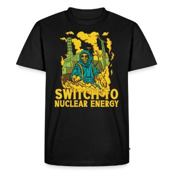Transition énergétique vers le nucléaire Énergie nucléaire Énergie nucléaire Énergie nucléaire - T-shirt Premium bio Homme - noir - Devant - Nico (187cm)