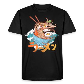 Ramen Soup Hokusai Big Wave Kanagawa Hiragana - Men's Premium Organic T-Shirt - black - Front - Nico (187cm)