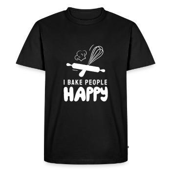 Je fais des gens heureux pour les boulangers - T-shirt Premium bio Homme - noir - Devant - Nico (187cm)