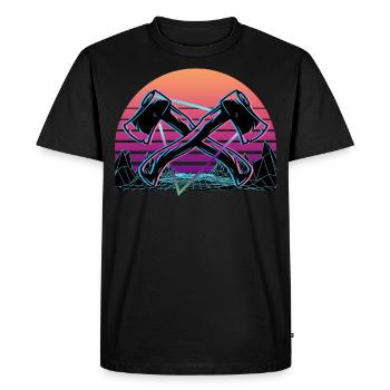 Axe Lancer Vaporwave Esthétique Rétro - T-shirt Premium bio Homme - noir - Devant - Nico (187cm)