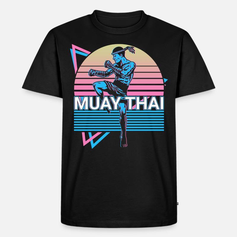 Muay Thai Retro Geschenk - Männer Premium Bio T-Shirt - Schwarz