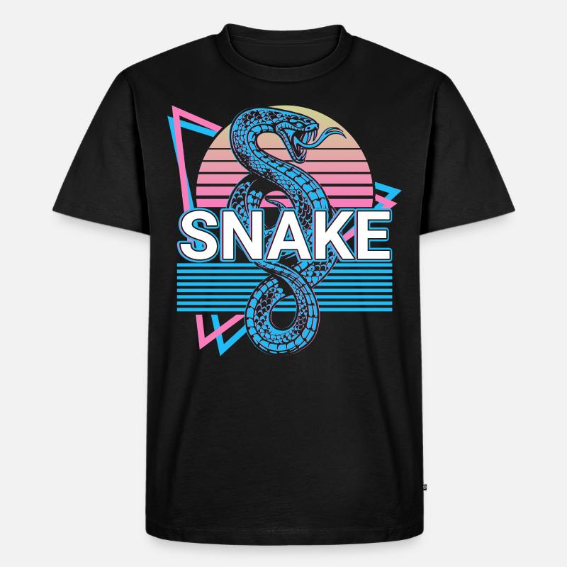 Schlange Retro Geschenk - Männer Premium Bio T-Shirt - Schwarz