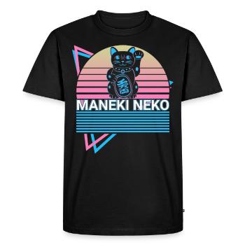 Maneki Neko Cat Retro Cadeau - T-shirt Premium bio Homme - noir - Devant - Nico (187cm)
